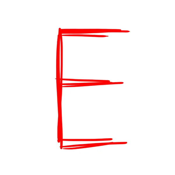 白で隔離される赤文字 e — ストック写真