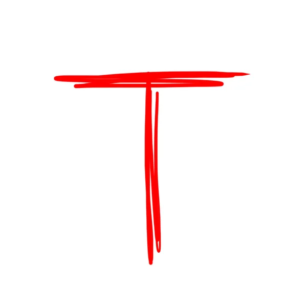Letra roja T aislada sobre blanco Fotos de stock