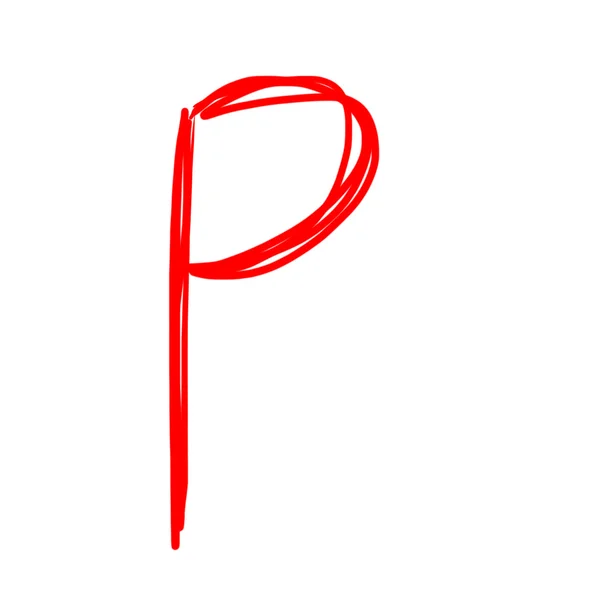 Röd bokstav p isolerad på vit Stockbild