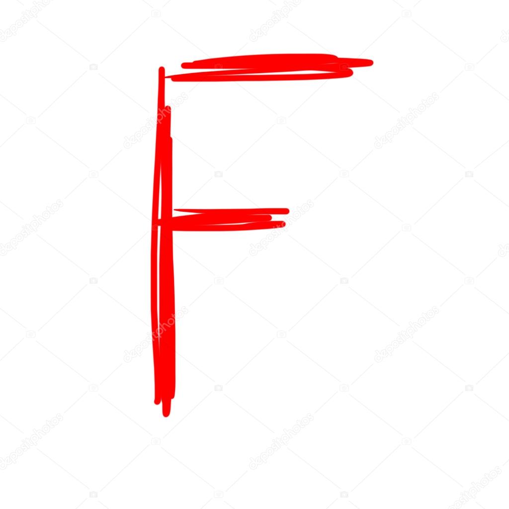 red letter F isolated on white