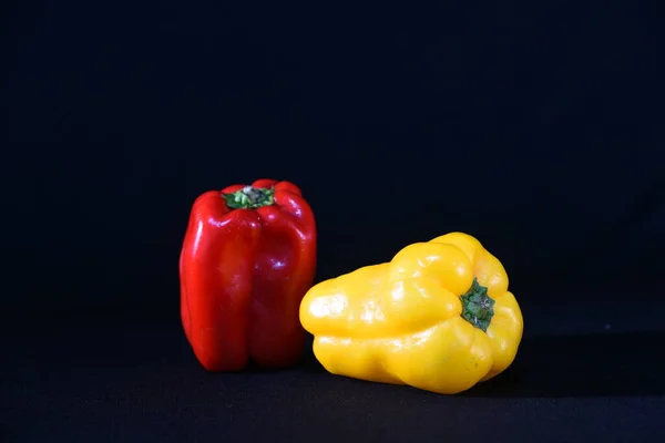 Natural Ripe Red Bell Pepper Isolated Black Background Copy Space — Stock Photo, Image