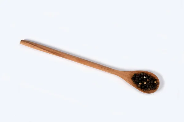 Wooden Spoon Rustic Object Cooking Utensil Isolated Top View — Stock Photo, Image