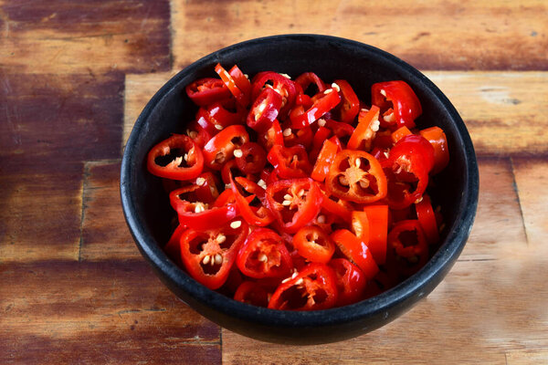 red pepper chopped into pieces pickles spicy natural food