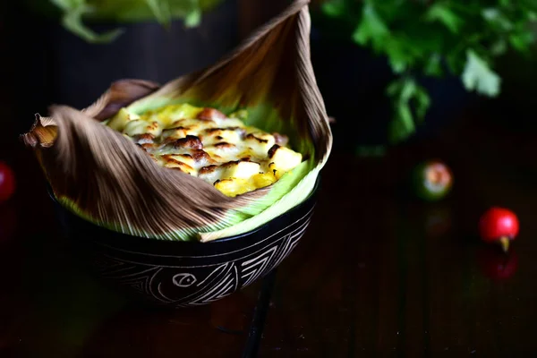 Вкусная Кукуруза Памонья Типичная Бразильская Еда Выпечка Кукурузный Торт Приправами — стоковое фото