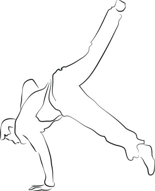 Breakdance yapan adam mı yoksa sokak dansı silueti mi? Hayali karakter ve çerçeve