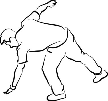 Breakdance yapan adam mı yoksa sokak dansı silueti mi? Hayali karakter ve çerçeve