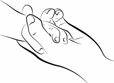 loving family, parenthood childhood conceptnew born baby hand hold mum index finger. relationship between mother and baby. Illustration family hand concept.