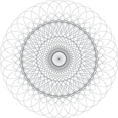 Guilloche Rosette ya da Sertifika Tasarımı Elemanı. Beyaz Arkaplanda Soyut Dalgalar İzole Edildi