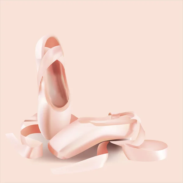Ballet shoes pointe shoes for professional ballet. Dance shoes with satin ribbon. Pointe shoes for a ballerina. Gentle colors. Classical and modern ballet concept with copy space.