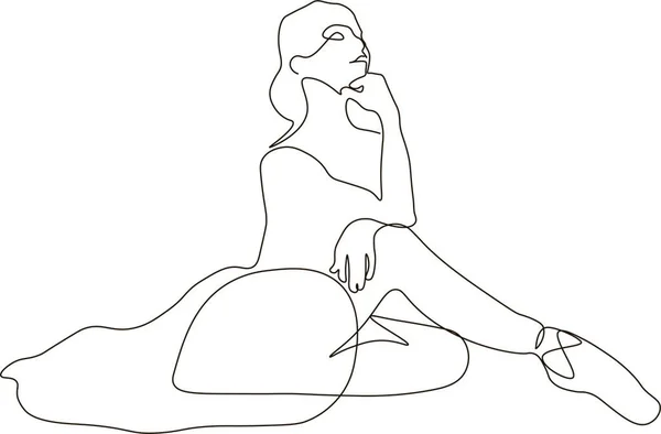 One Single Line Drawing Sexy Woman Ballerina Vector Illustration Minimalist — Stock Photo, Image