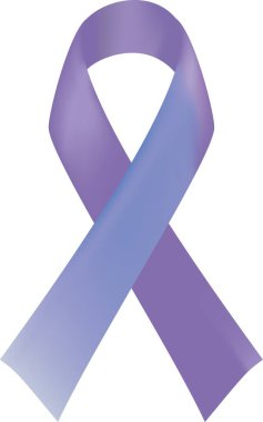 blue and purple graduation ribbon, National Suicide Prevention Month in September. Pulmonary hypertension awareness symbol.