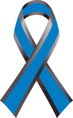 Blue and black ribbon. Concern of Police Survivors and ocular melanoma awareness symbol. 