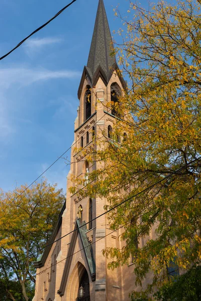 Stary Kościół Piękny Jesienny Poranek — Zdjęcie stockowe