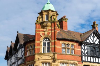 İngiliz Townne Center 'daki güzel eski bina. Wigan, İngiltere.