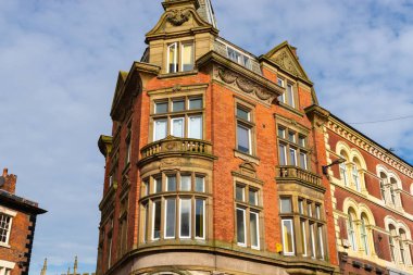 İngiliz Townne Center 'daki güzel eski bina. Wigan, İngiltere.