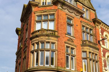 İngiliz Townne Center 'daki güzel eski bina. Wigan, İngiltere.