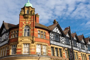 İngiliz Townne Center 'daki güzel eski bina. Wigan, İngiltere.