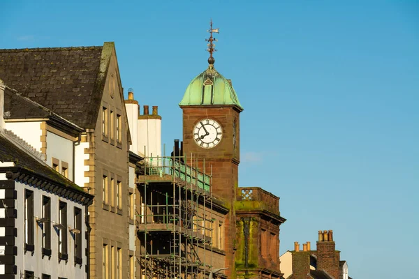 Beautiful Old Clock Tower English City Sunny Spring Morning — стокове фото