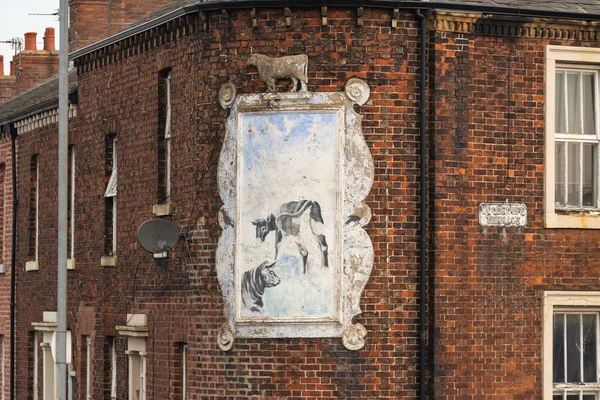 Carlisle Engeland Verenigd Koninkrijk Maart 2022 Vintage Bewegwijzering Oud Bakstenen — Stockfoto