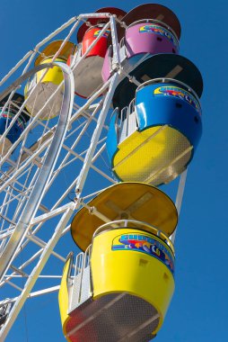 LaSalle, Illinois - United States - July 23rd, 2022:  Colorful ferris wheel at Celebrate LaSalle carnival in LaSalle, Illinois.