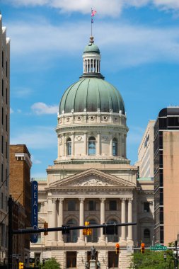 Exterior of the Indiana State Capitol Building on a sunny Summer day.  Indianapolis, Indiana, USA.