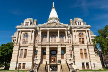 Exterior of the Tippecanoe County Courthouse, built from 1881 to 1884, in Lafayette, Indiana.