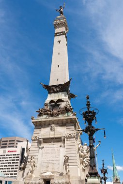 Indianapolis, Indiana - United States - July 29th, 2022: The Sailors and Soldiers Monument, built in 1888, in downtown Indianapolis on a beautiful Summer afternoon.