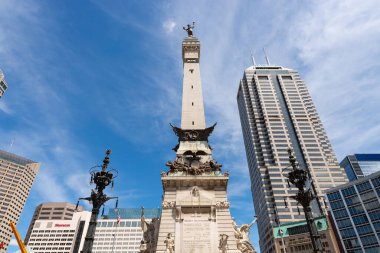 Indianapolis, Indiana - United States - July 29th, 2022: The Sailors and Soldiers Monument, built in 1888, in downtown Indianapolis on a beautiful Summer afternoon.