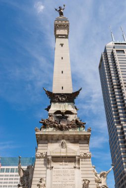 Indianapolis, Indiana - United States - July 29th, 2022: The Sailors and Soldiers Monument, built in 1888, in downtown Indianapolis on a beautiful Summer afternoon.