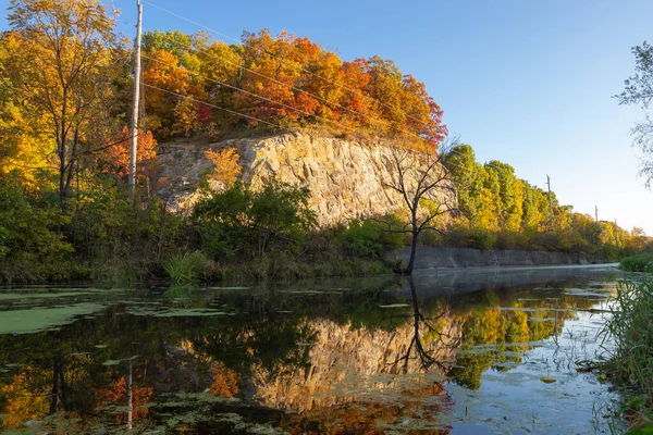 Sunrise Split Rock Historic Canal Fall Lasalle Illinois Usa — Stock Photo, Image