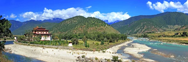 Panaromic view of Punakha Monastery, Bhutan, Asis — Stock Photo, Image