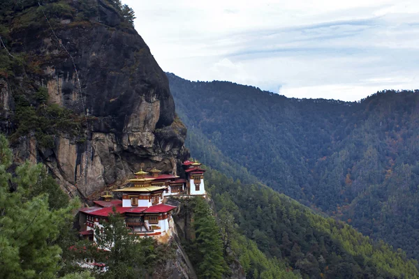 Taktshang Goemba (Monasterio del Nido de los Tigres), Bután, en una montaña c —  Fotos de Stock