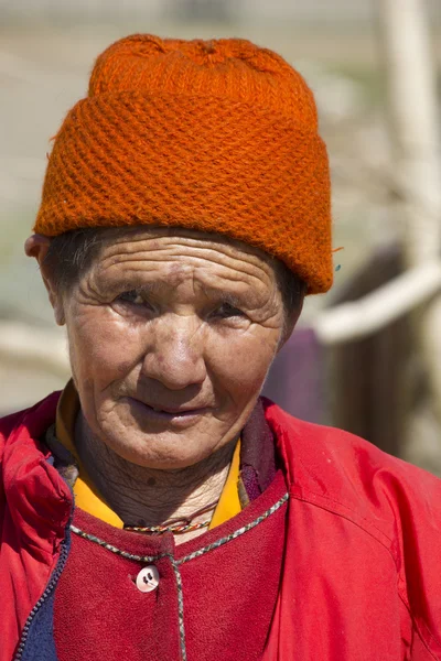 Fechar da velha Ladakh Lady — Fotografia de Stock