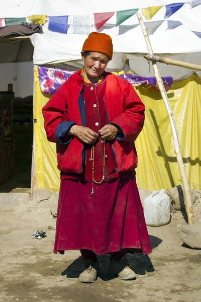 Oude dame van ladakh, jammu & Kasjmir india — Stockfoto