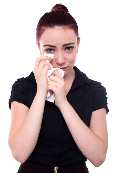 Crying woman with red hair — Stock Photo, Image