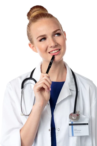 Thoughtful beautiful female doctor — Stock Photo, Image