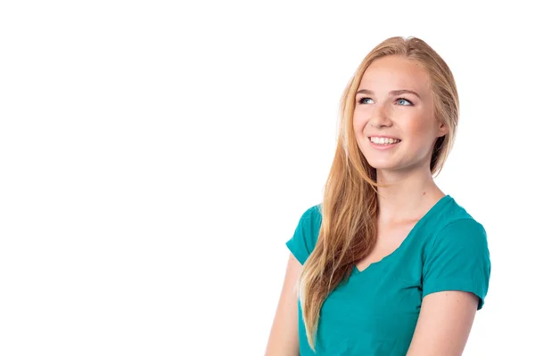 Happy young woman daydreaming — Stock Photo, Image