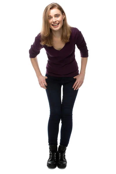 Vivacious young woman laughing at the camera — Stock Photo, Image