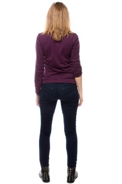 şık, modern ve genç bir kadının arka görünüm