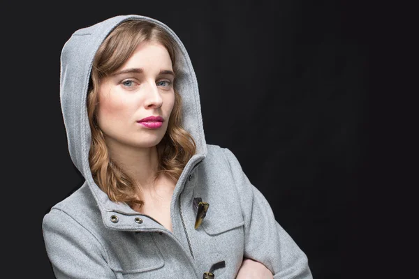 Female Model Wearing Jacket with Arms Folded — Stock Photo, Image