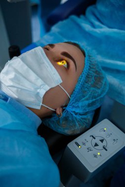 Medical laser eye correction. Medicine technology eye operation. clipart