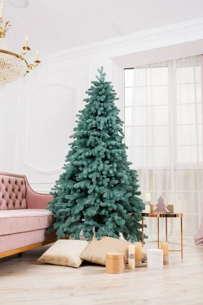Noel Ağacı Hediyeli Oyuncaksız Yakın Plan Yeni Yıl Ruhu Içinde — Stok fotoğraf