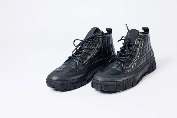 Men Leather Short Boots White Background Winter Boots Collection 2022 —  Fotos de Stock