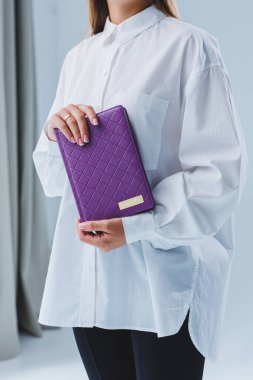 Notebook for business notes of purple color. Women's case notebook