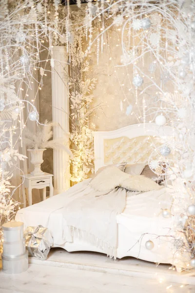 Interior Casa Está Decorado Con Árbol Navidad Previsión Las Vacaciones — Foto de Stock