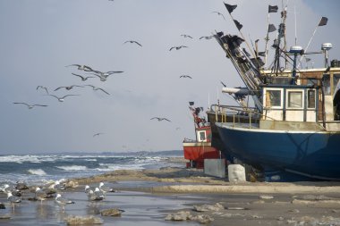 balıkçı tekneleri sahilde