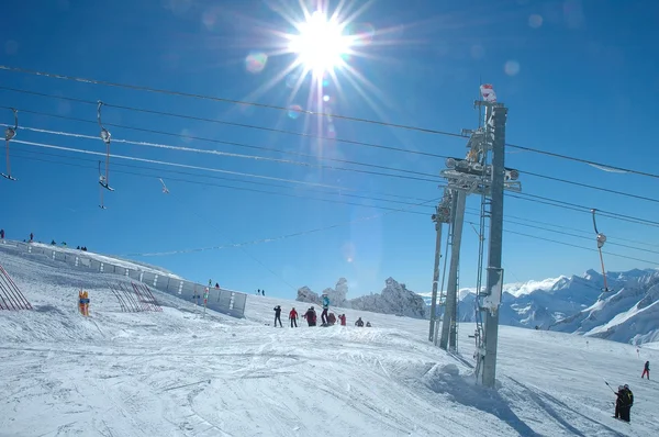 Skilift auf Hintertuxer Gletscher — Stockfoto