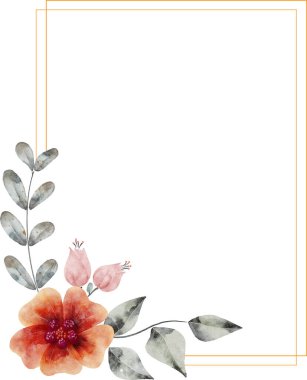 bahçe çerçeveli suluboya çelenk