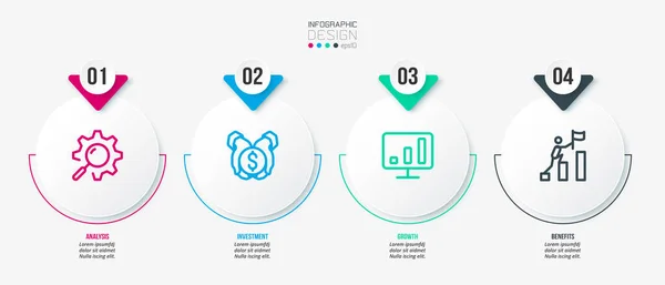 Plantilla Infográfica Concepto Negocio Con Paso — Archivo Imágenes Vectoriales