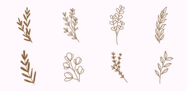 Dekorasyon için el yapımı botanik yaprakları ve çiçekler